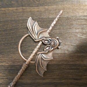 Hammered copper finish BAT stick barrette